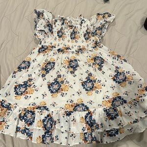 Janie and Jack Floral Smocked Flutter Sleeve Dress